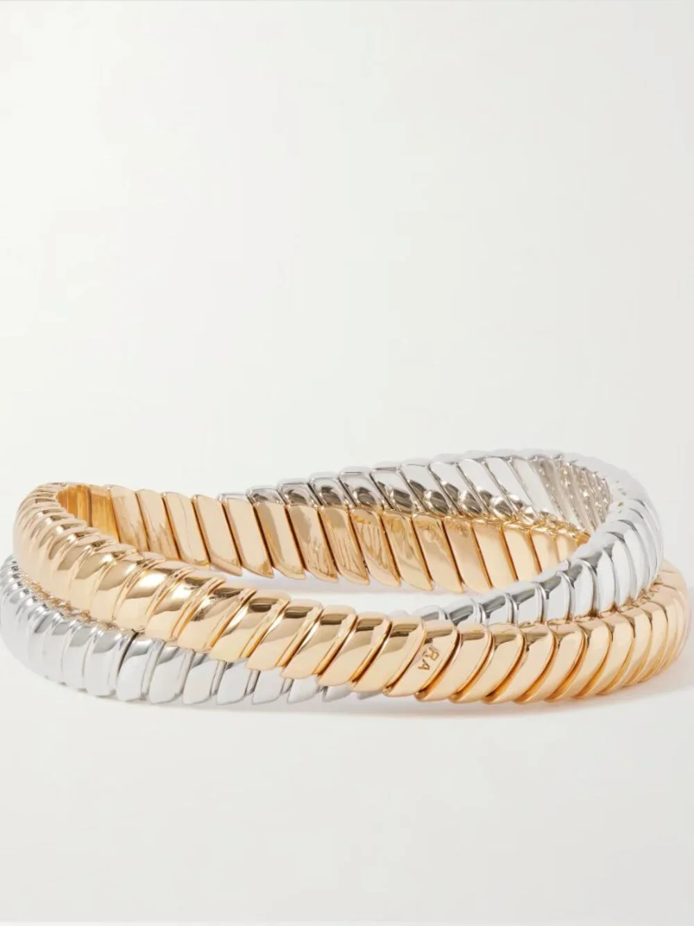 Roxanne Assoulin Double Cobra Bracelet in Shiny Gold & Bright Silver